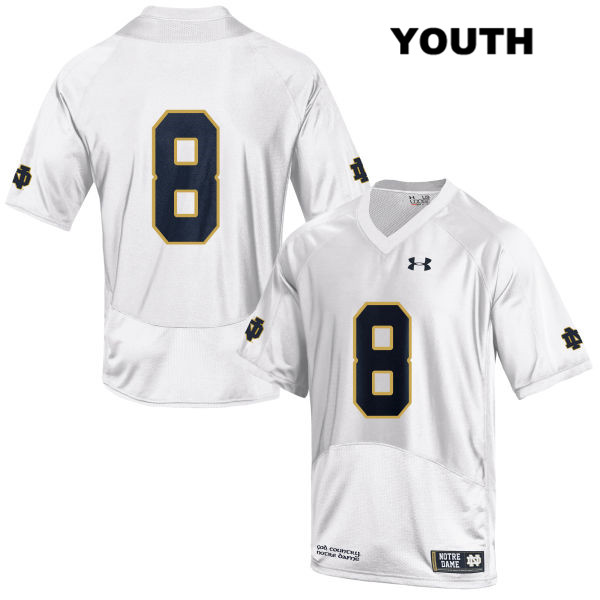 Youth NCAA Notre Dame Fighting Irish #8 Jafar Armstrong Stitched College Under Armour Authentic White No Name Football Jersey XM10Z88TG